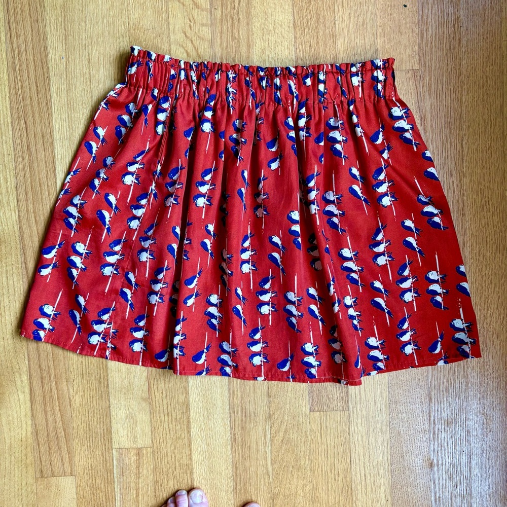 Red a-line skirt with pockets
